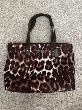 COACH Brown Leopard Print Mini Tote Bag